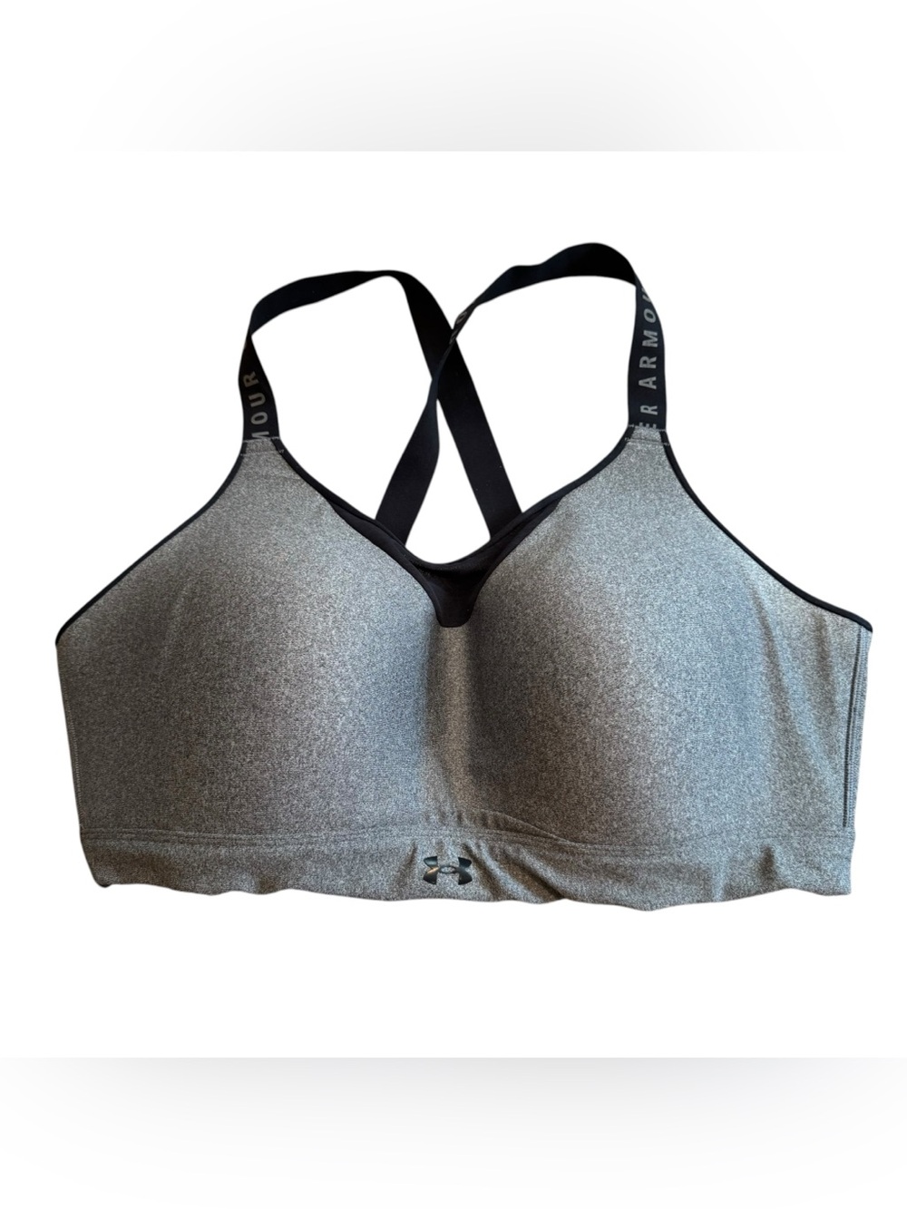 Under Armour Bra Infinity High Impact Workout Running Sports Gray Black Sz 2XL